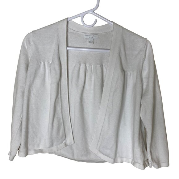 Charter Club Sweaters - Charter Club Petite P/S White Cottagecore Puff Sleeve Cardigan  Open Front Knit